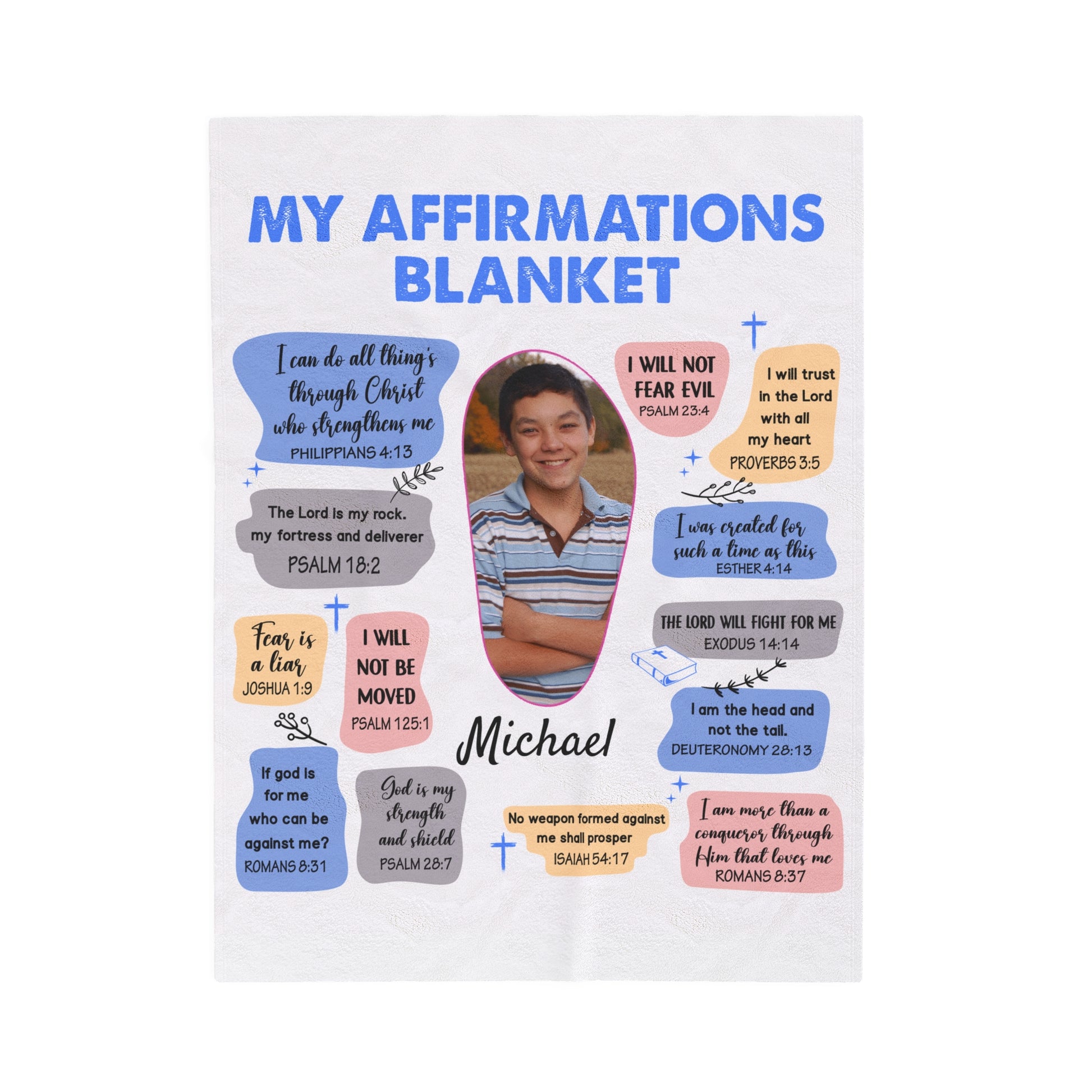 Personalized Photo Affirmations Velveteen Blanket Gift