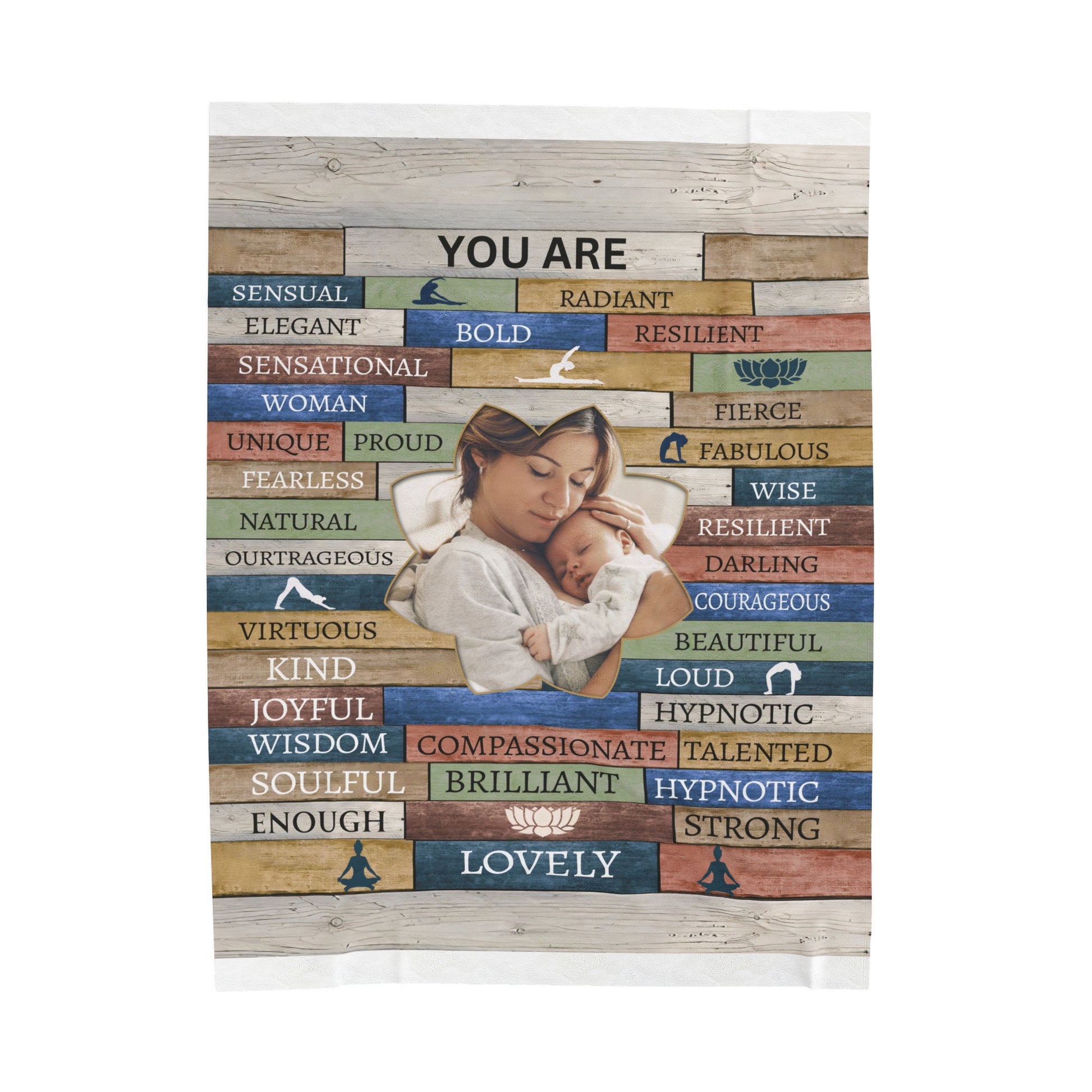 Mom Personalized Photo Affirmations Velveteen Blanket Gift
