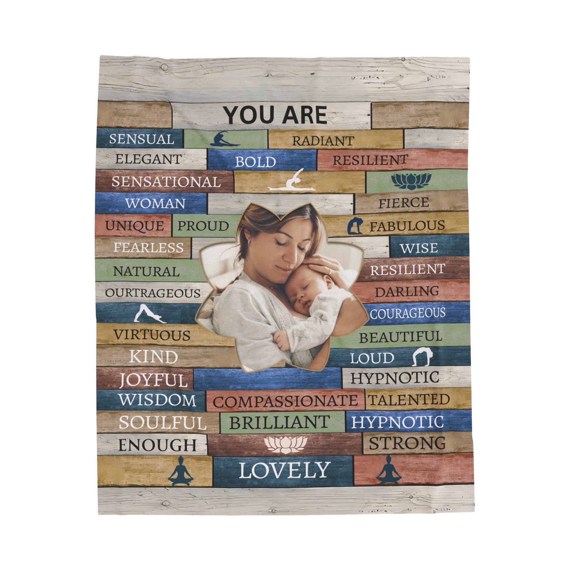 Mom Personalized Photo Affirmations Velveteen Blanket Gift