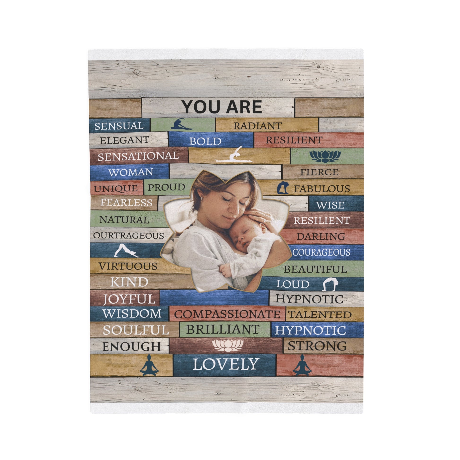 Mom Personalized Photo Affirmations Velveteen Blanket Gift