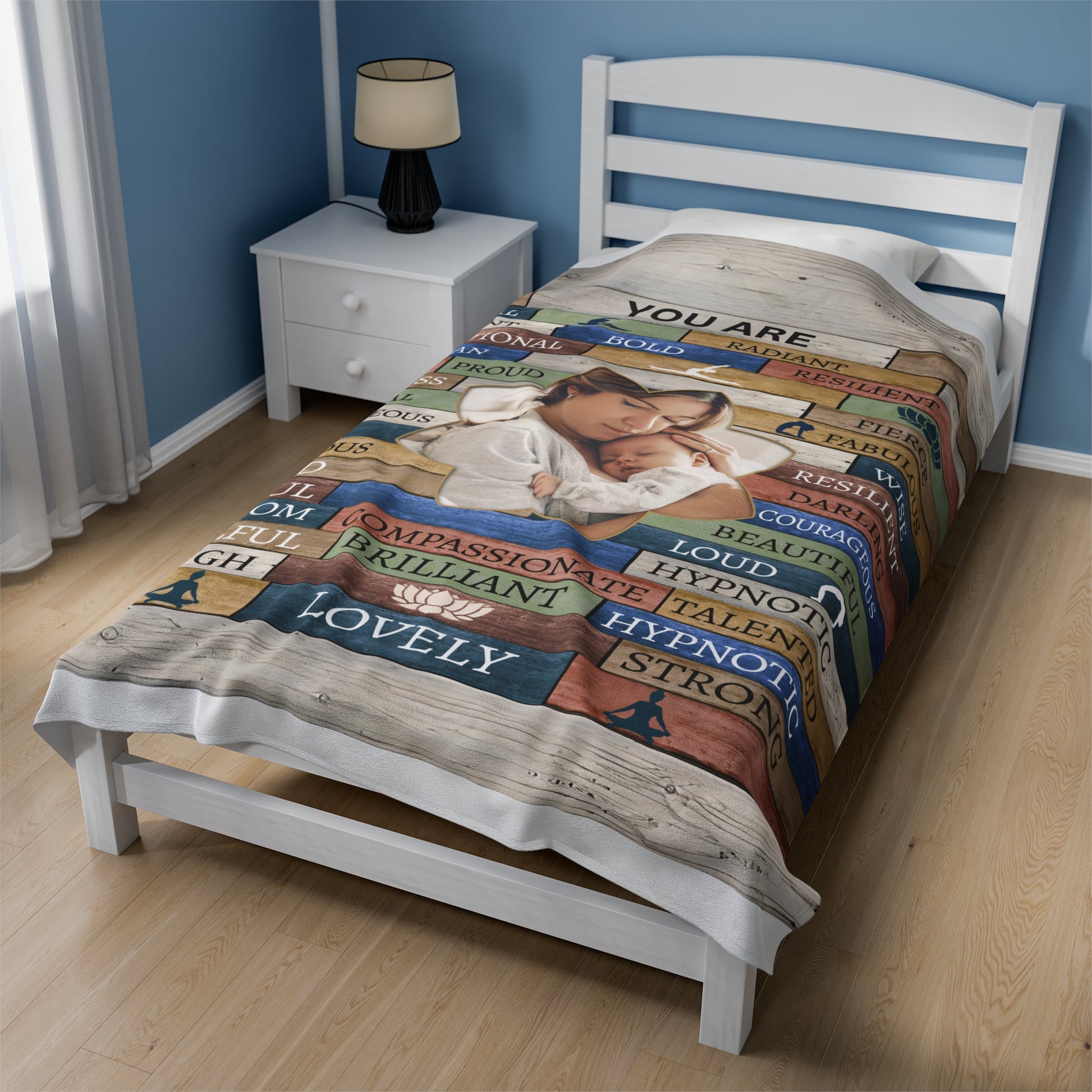 Mom Personalized Photo Affirmations Velveteen Blanket Gift
