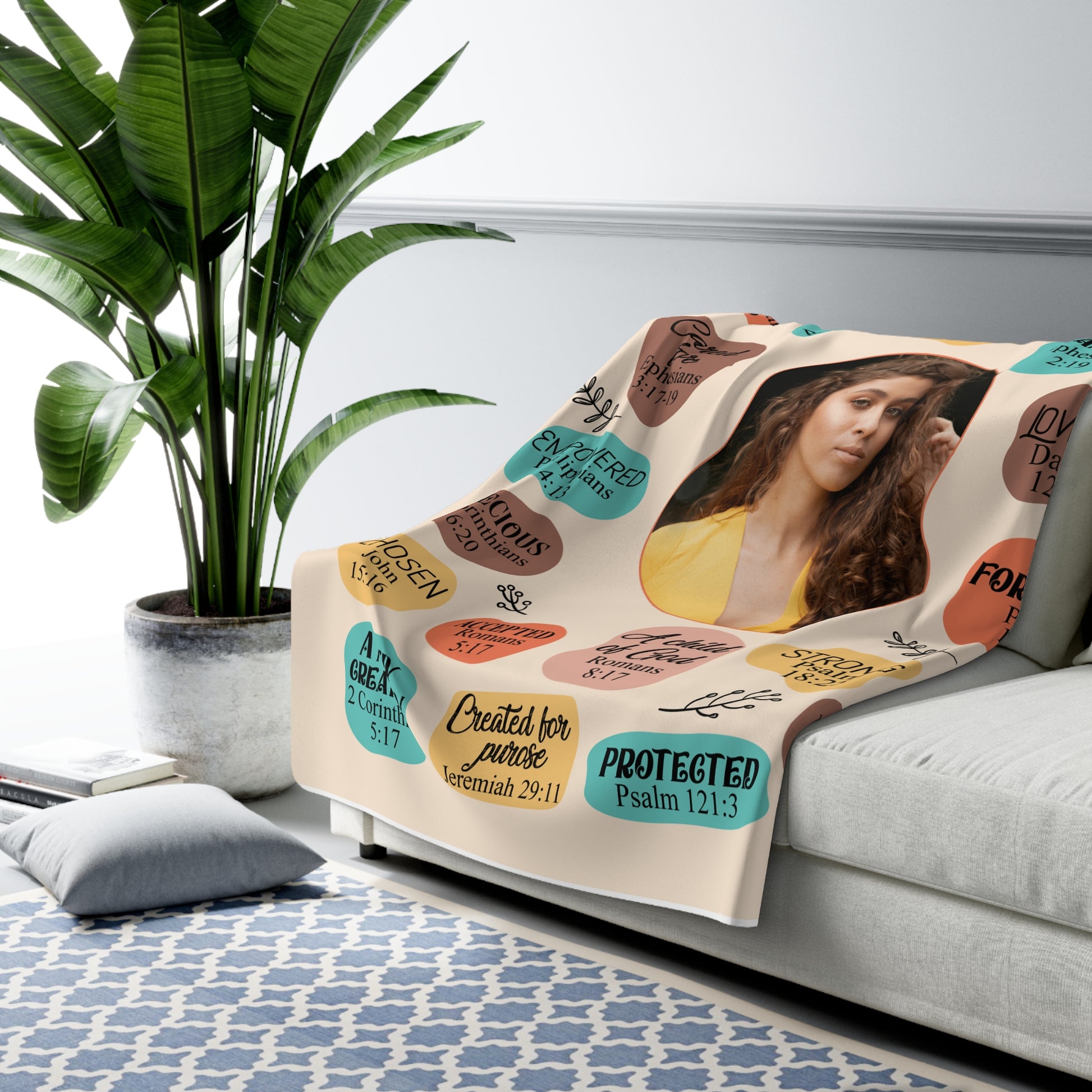 God Says Custom Photo Sherpa Fleece Gift Blanket