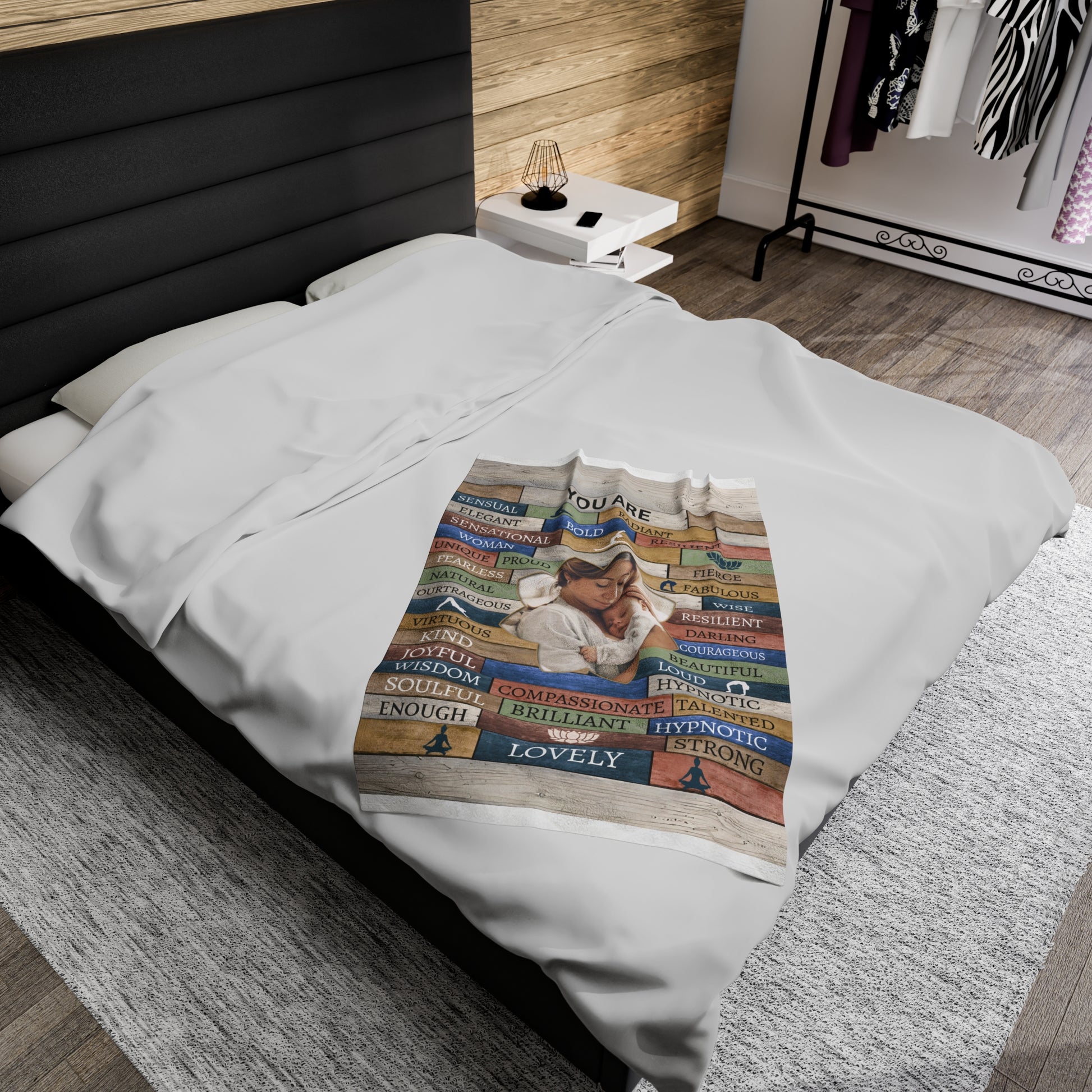 Mom Personalized Photo Affirmations Velveteen Blanket Gift