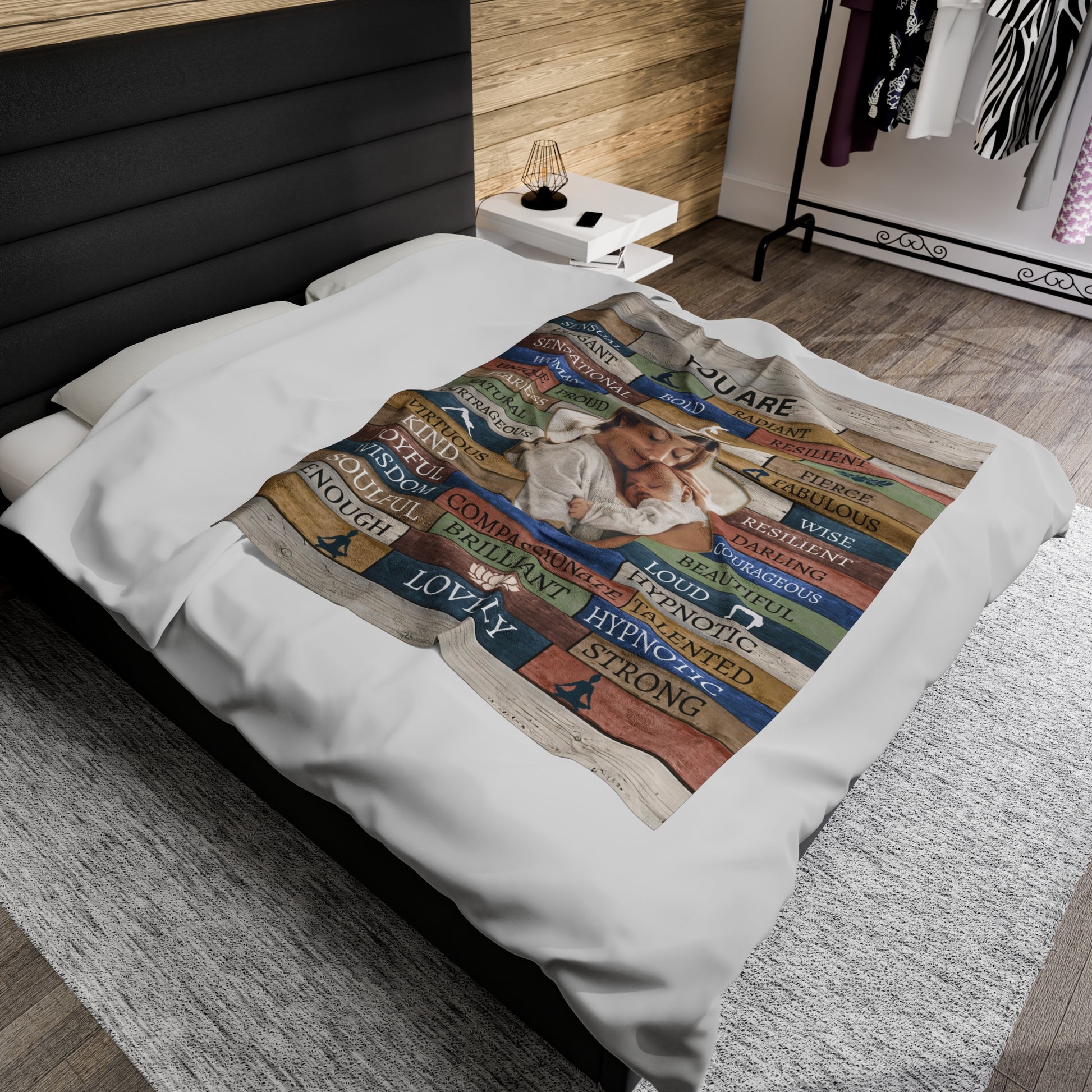 Mom Personalized Photo Affirmations Velveteen Blanket Gift
