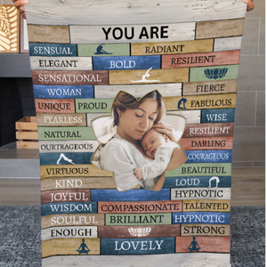 Mom Personalized Photo Affirmations Velveteen Blanket Gift