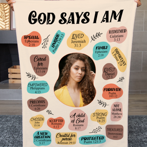 God Says Personalized Photo Affirmations Velveteen Blanket Gift