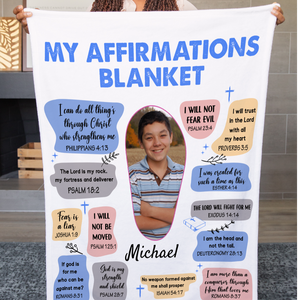 Personalized Photo Affirmations Velveteen Blanket Gift
