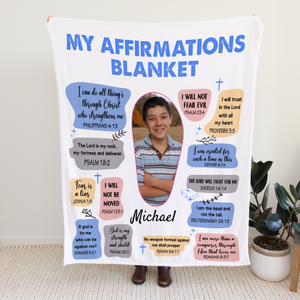 Personalized Photo Affirmations Velveteen Blanket Gift
