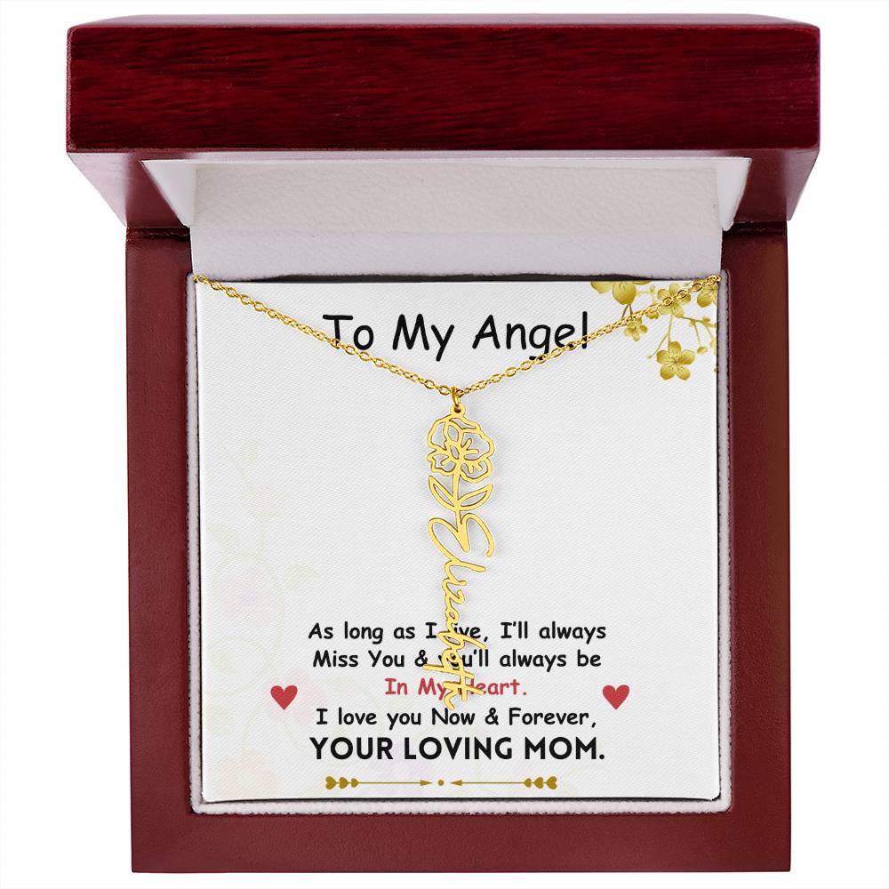 Mama Flower Name Necklace
