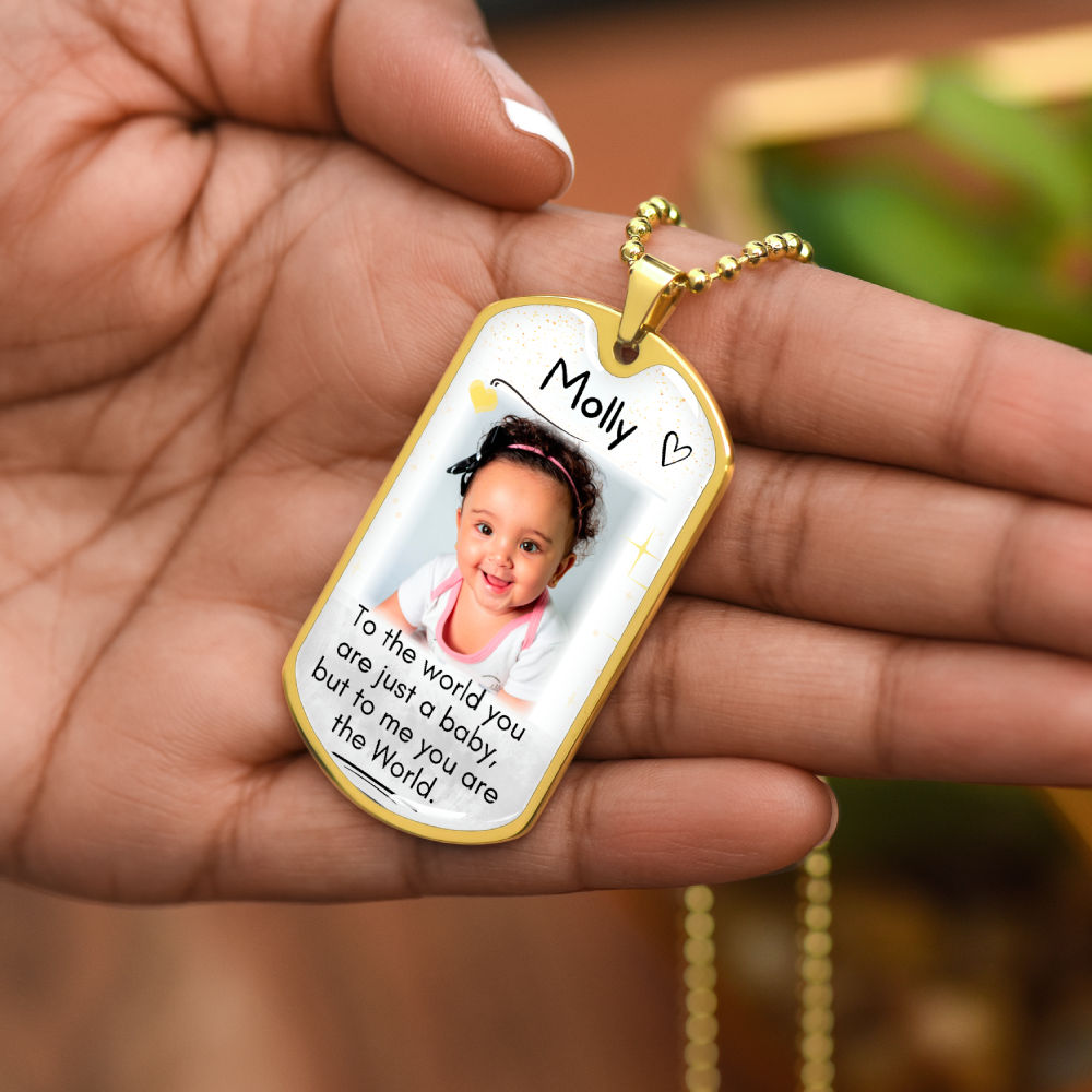 The World Custom Name and Photo Dog-tag Necklace