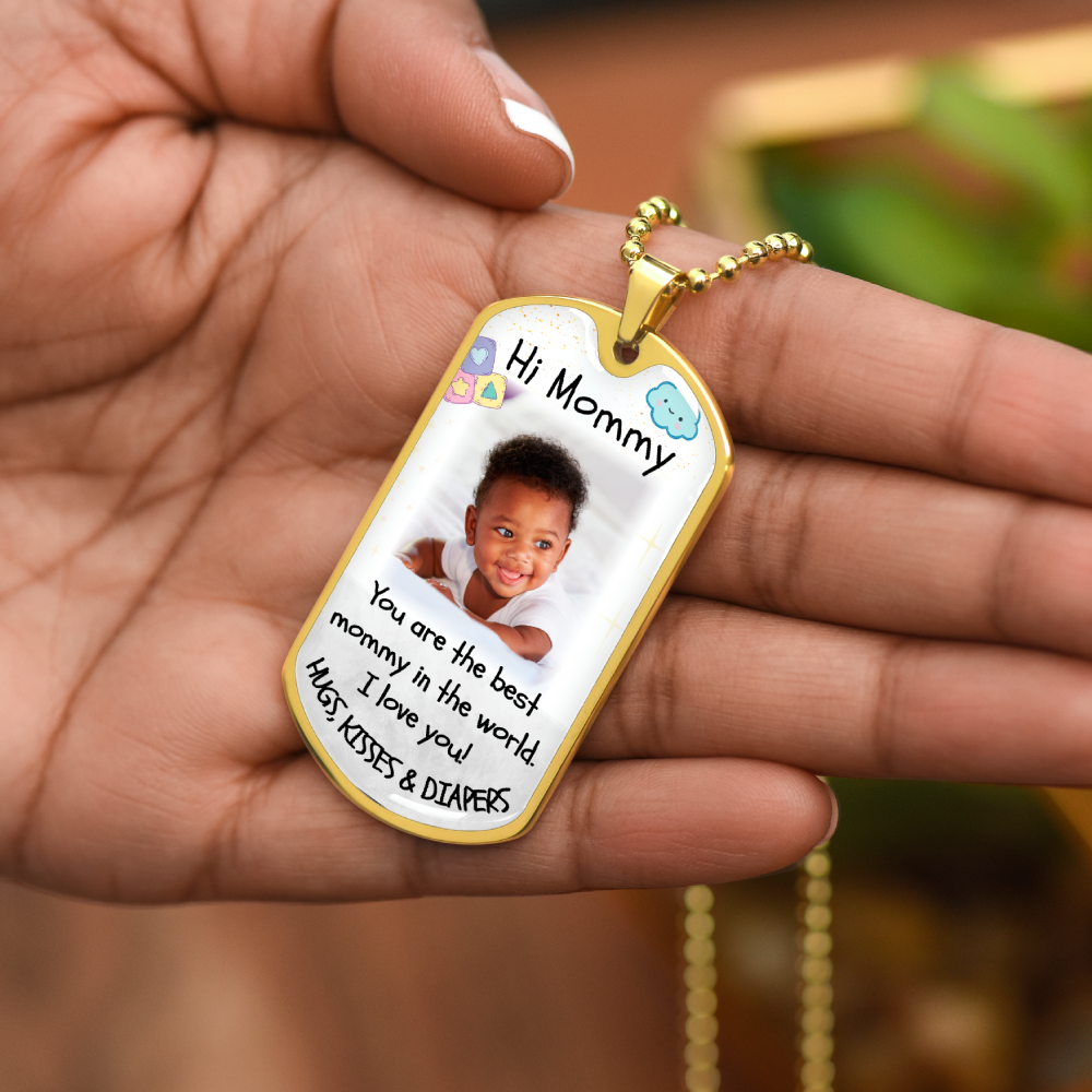 Best Mommy Photo Dog-tag Military Necklace