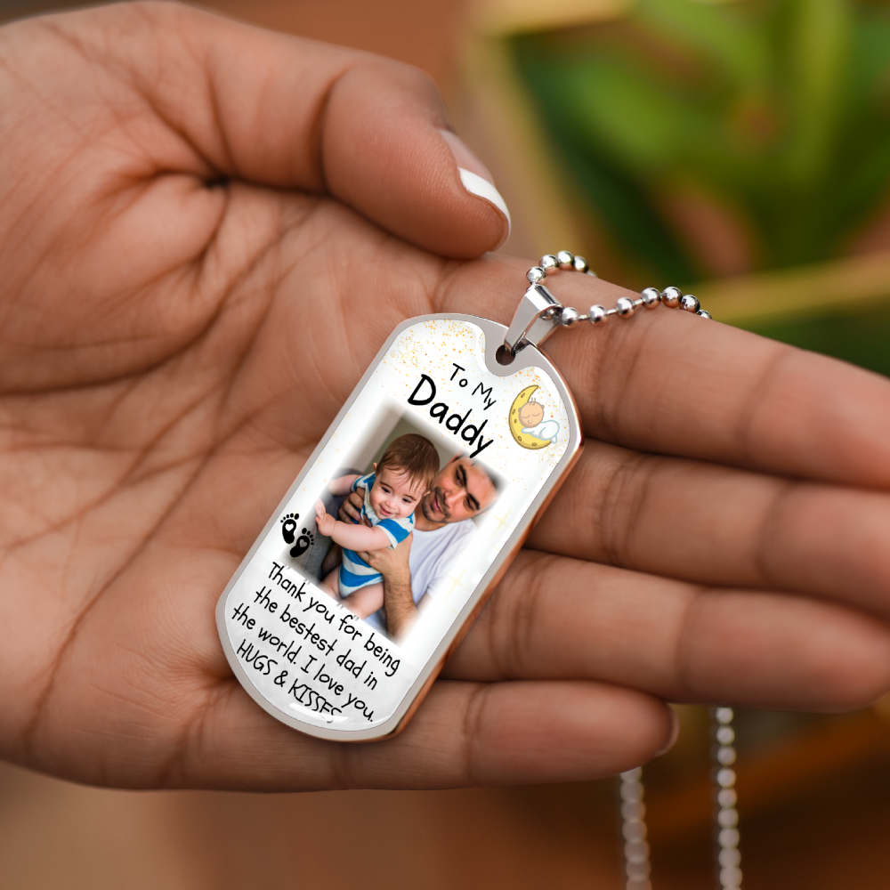 Thank You Dad Custom Photo Dog-tag Necklace