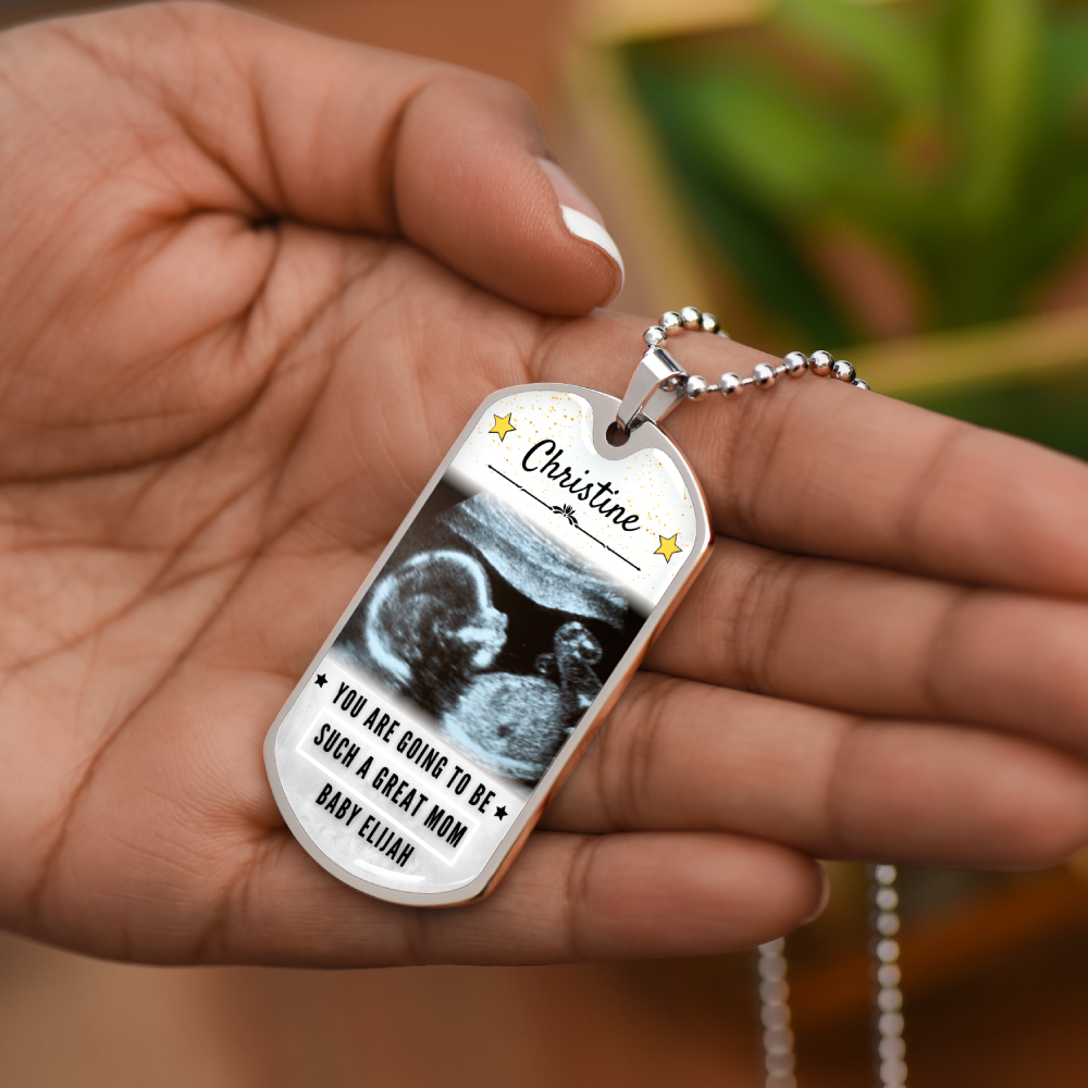 Custom Name and Photo Ultrasound Dog-tag Necklace
