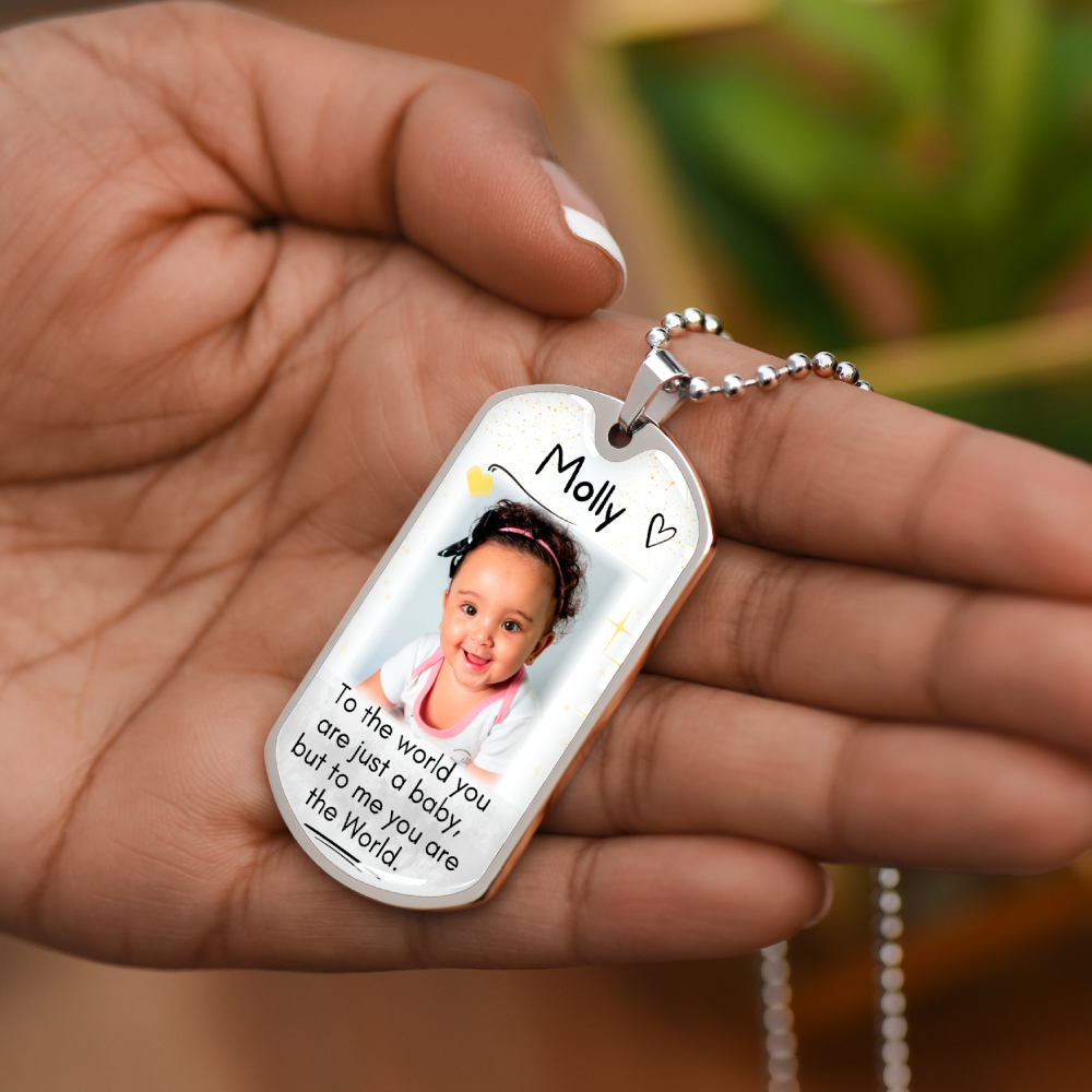 The World Custom Name and Photo Dog-tag Necklace