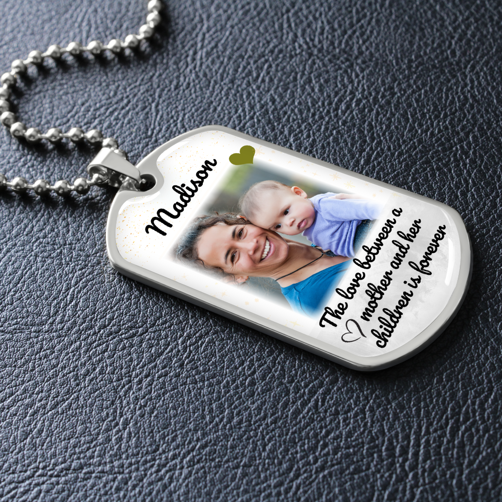 Mother and Children Love Photo Dog-tag Necklace