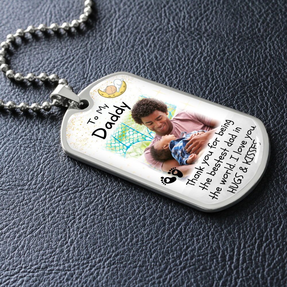 Thank You Dad Custom Photo Dog-tag Necklace