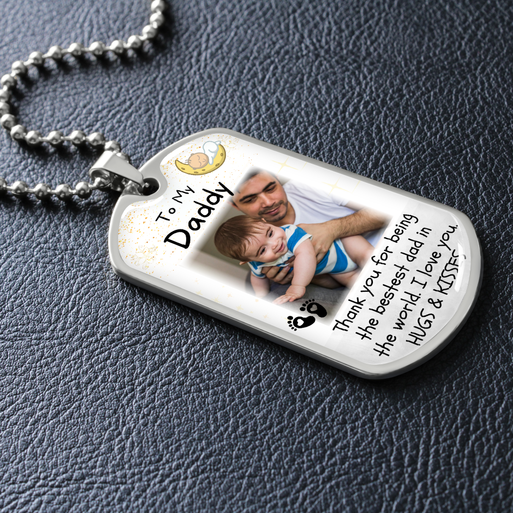 Thank You Dad Custom Photo Dog-tag Necklace