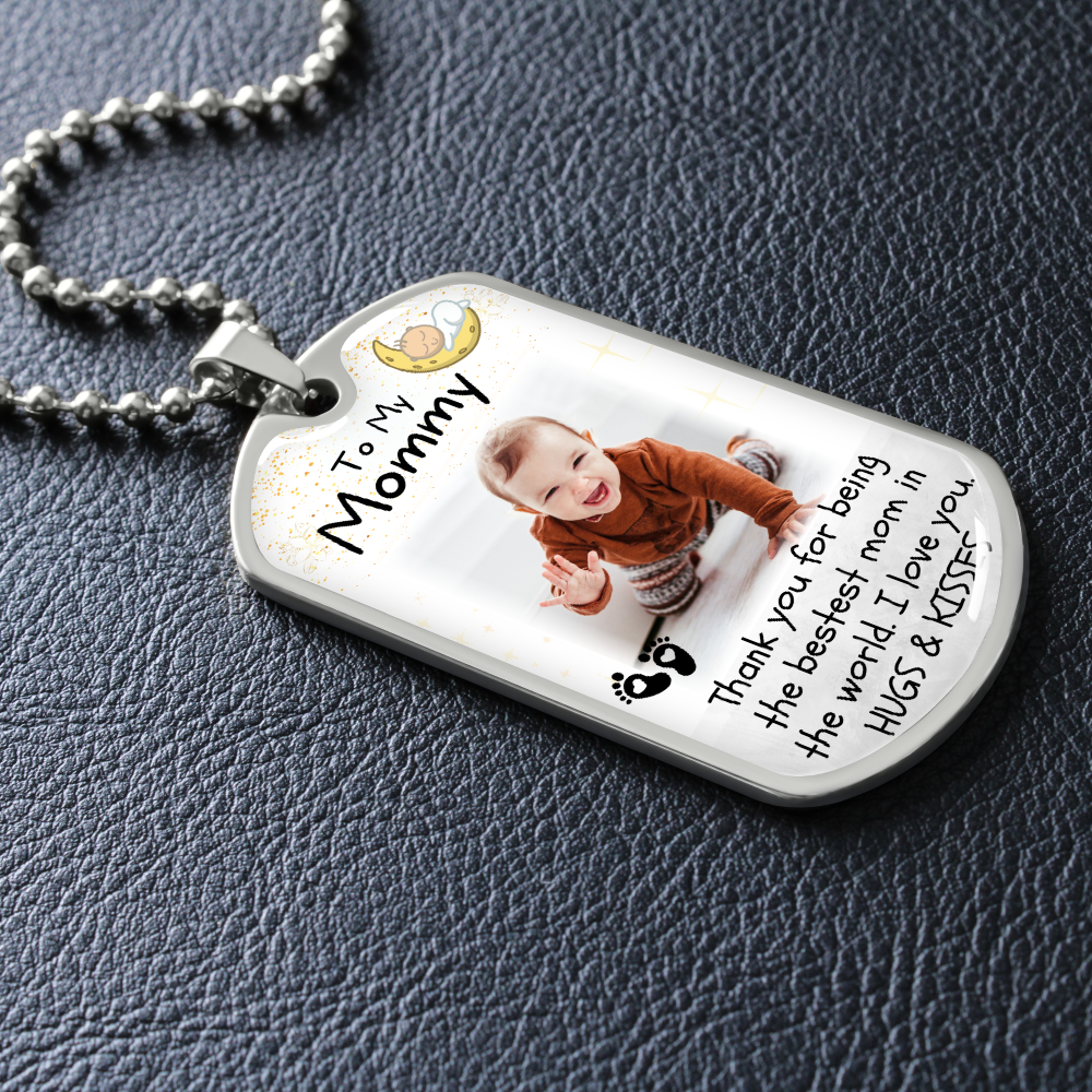 Thank You Mom Custom Photo Dog-tag Necklace