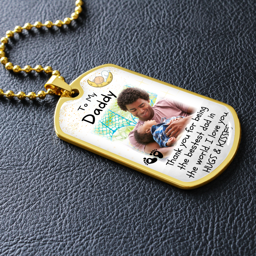 Thank You Dad Custom Photo Dog-tag Necklace