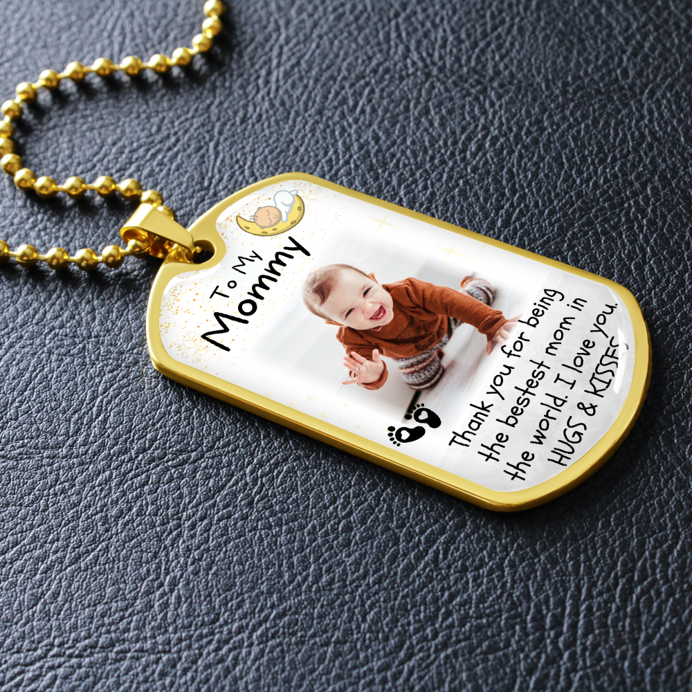 Thank You Mom Custom Photo Dog-tag Necklace