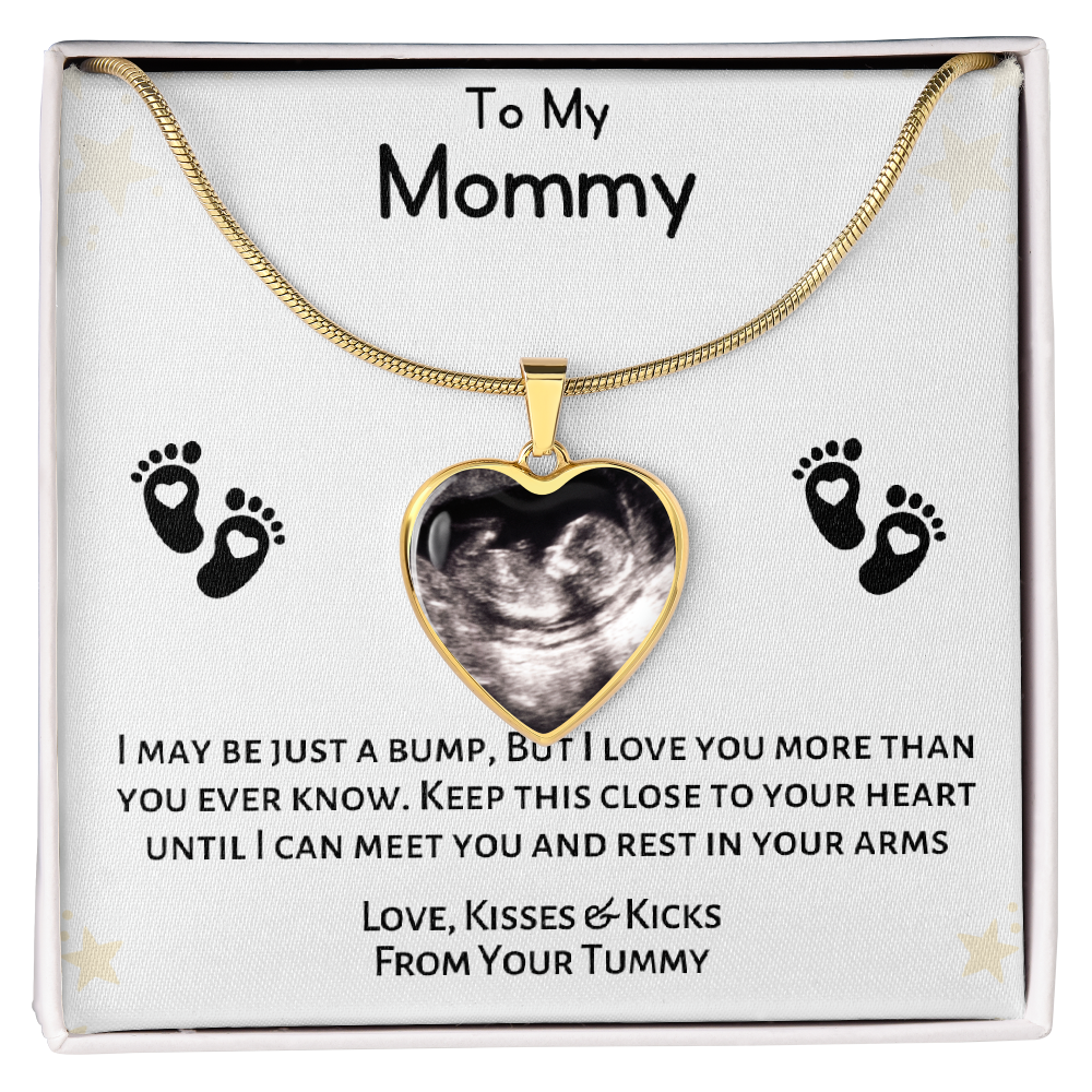 Mother-to-be Sonogram Picture Heart Necklace