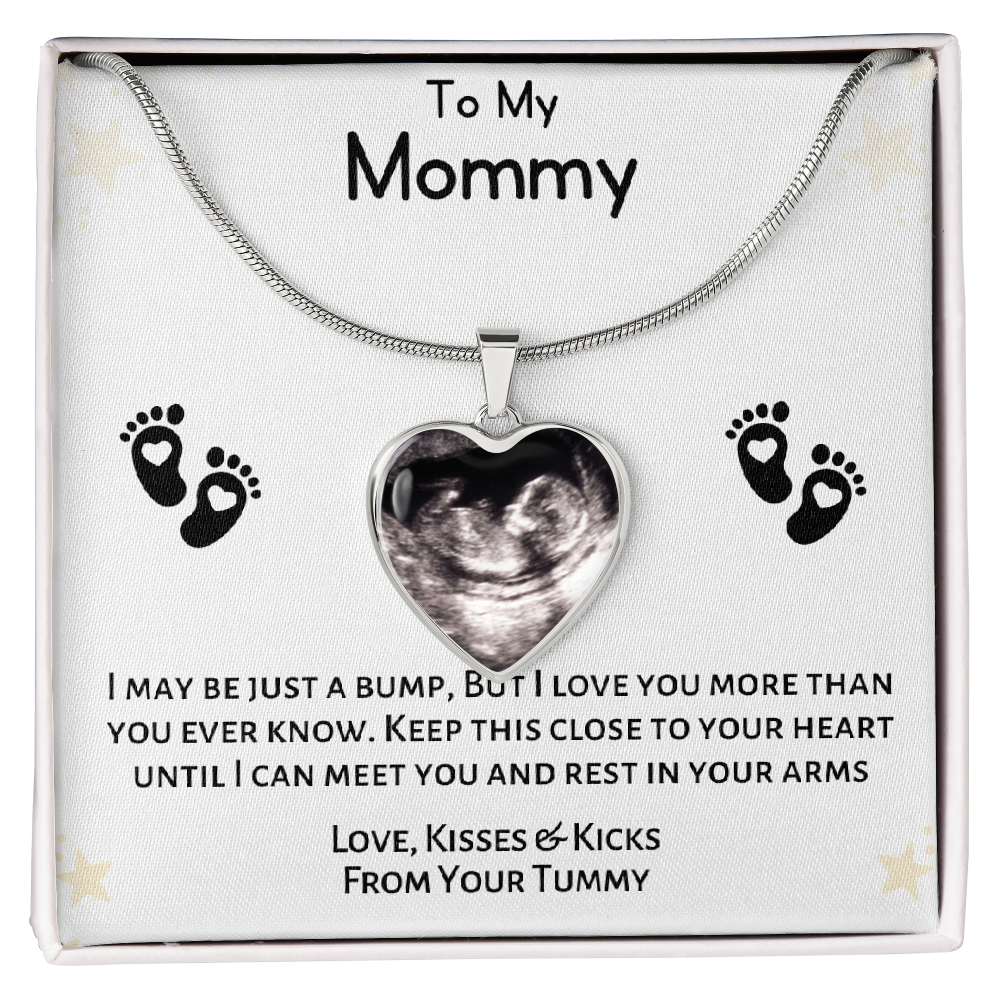 Mother-to-be Sonogram Picture Heart Necklace