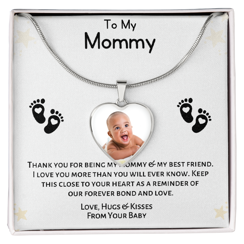 Thank You Mom Custom Heart Photo Necklace