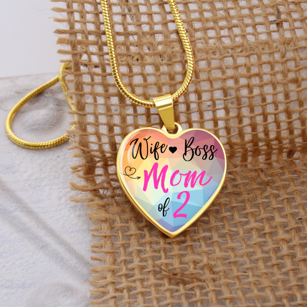 Wife Mom Boss Custom Heart Necklace