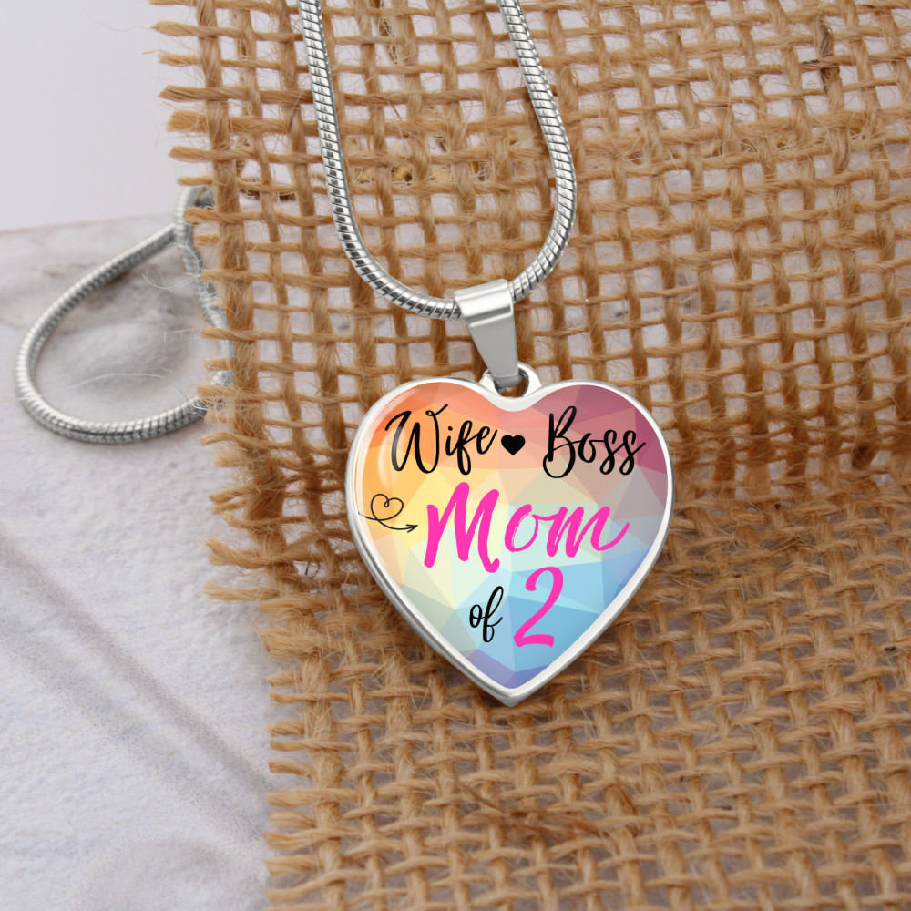 Wife Mom Boss Custom Heart Necklace