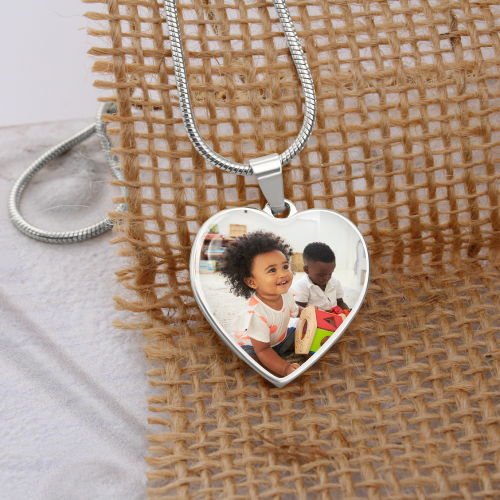Engravable Custom Picture Heart Necklace