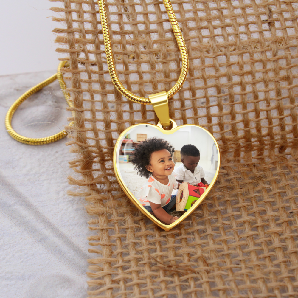 Engravable Custom Picture Heart Necklace