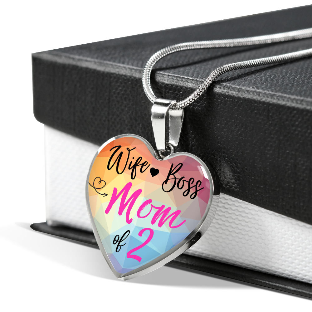 Wife Mom Boss Custom Heart Necklace