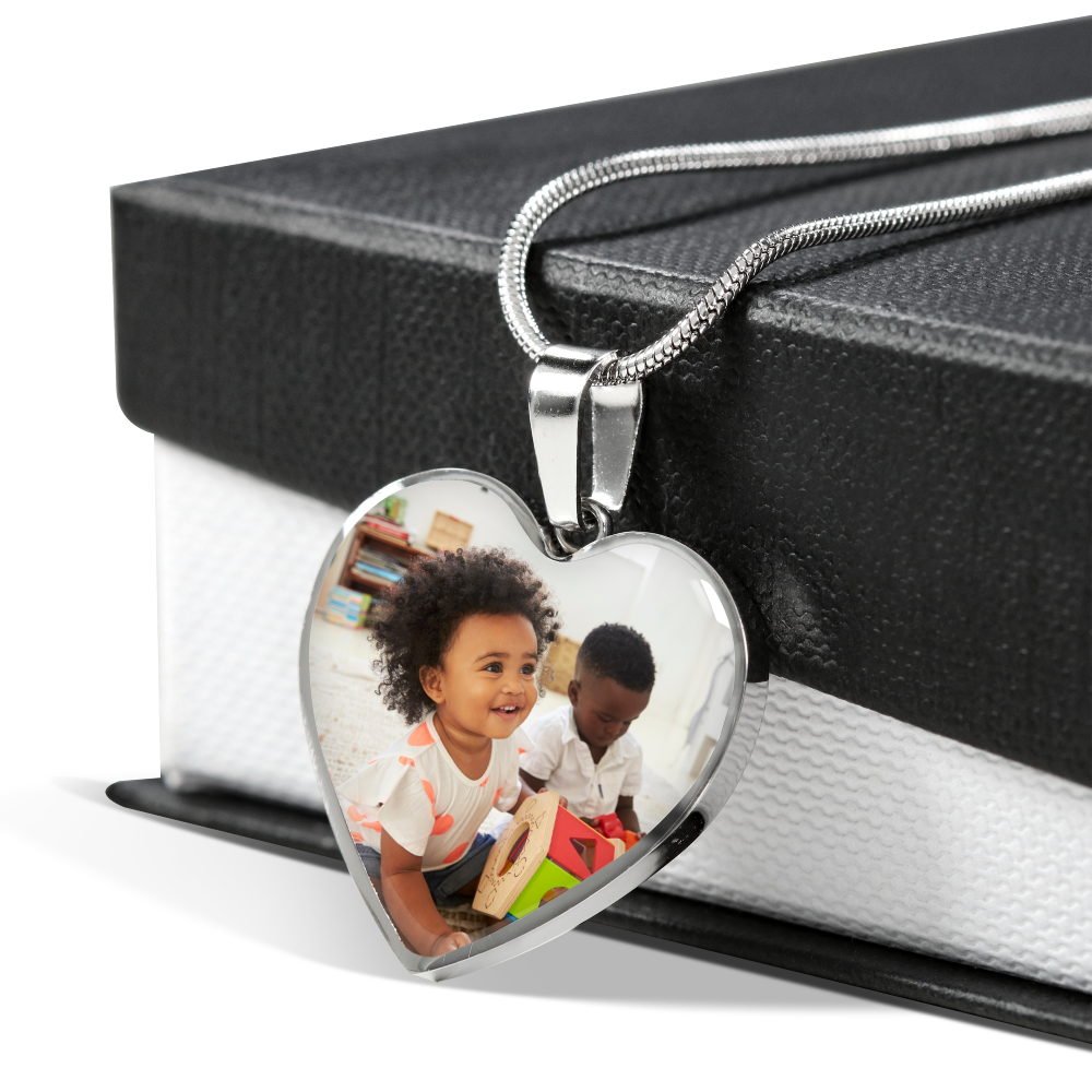 Engravable Custom Picture Heart Necklace
