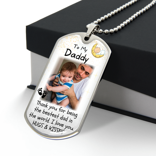 Thank You Dad Custom Photo Dog-tag Necklace