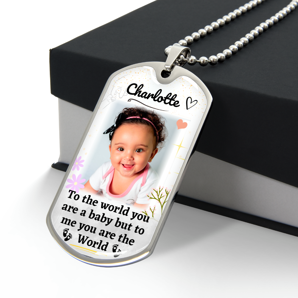 Custom Name and Photo World Dog-tag Necklace