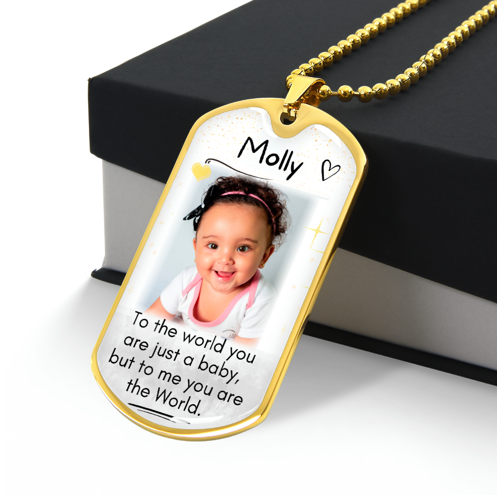 The World Custom Name and Photo Dog-tag Necklace