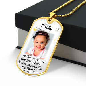 The World Custom Name and Photo Dog-tag Necklace