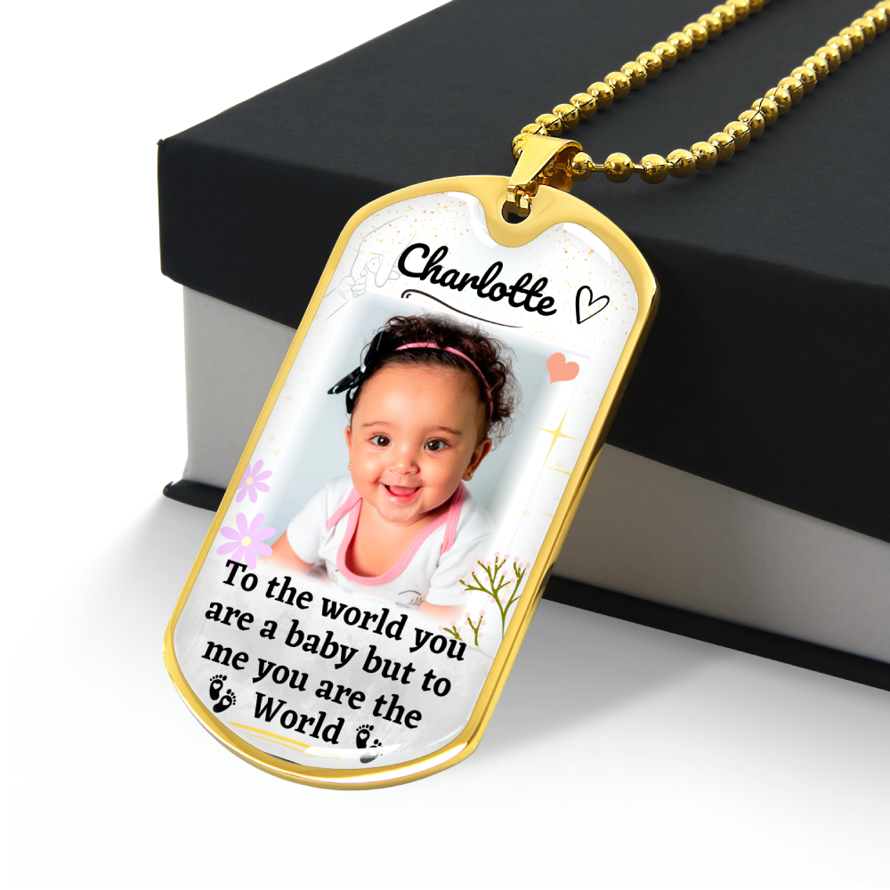 Custom Name and Photo World Dog-tag Necklace