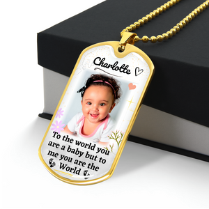Custom Name and Photo World Dog-tag Necklace