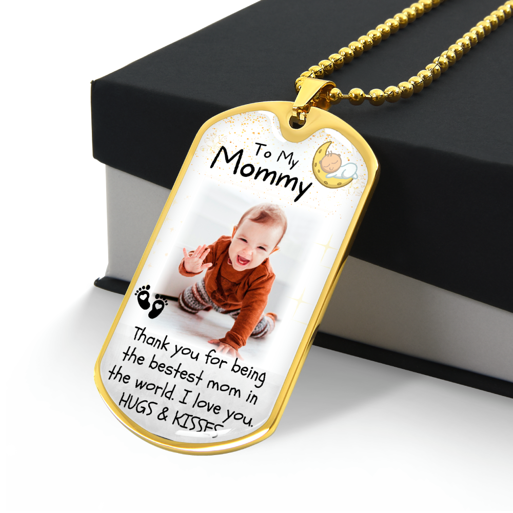 Thank You Mom Custom Photo Dog-tag Necklace