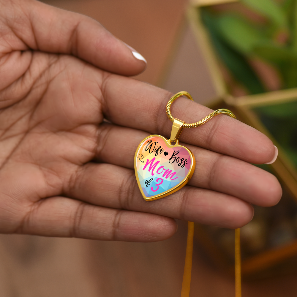 Wife Mom Boss Custom Heart Necklace