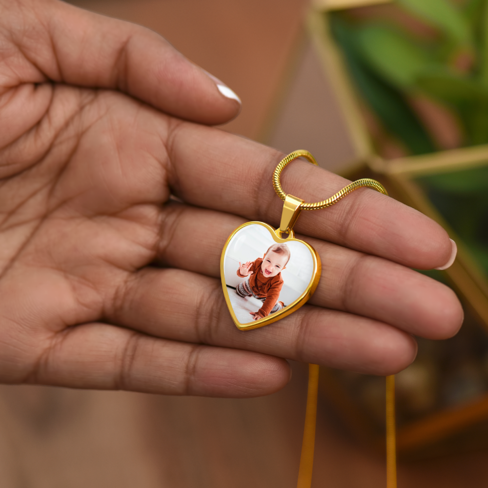 Engravable Custom Picture Heart Necklace