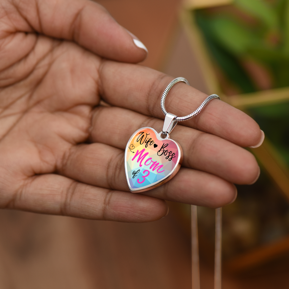 Wife Mom Boss Custom Heart Necklace