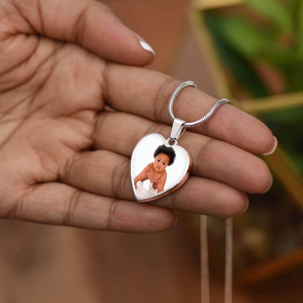 Engravable Custom Picture Heart Necklace
