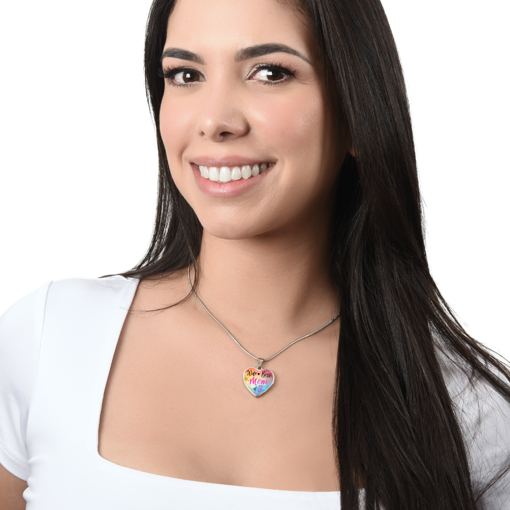 Wife Mom Boss Custom Heart Necklace