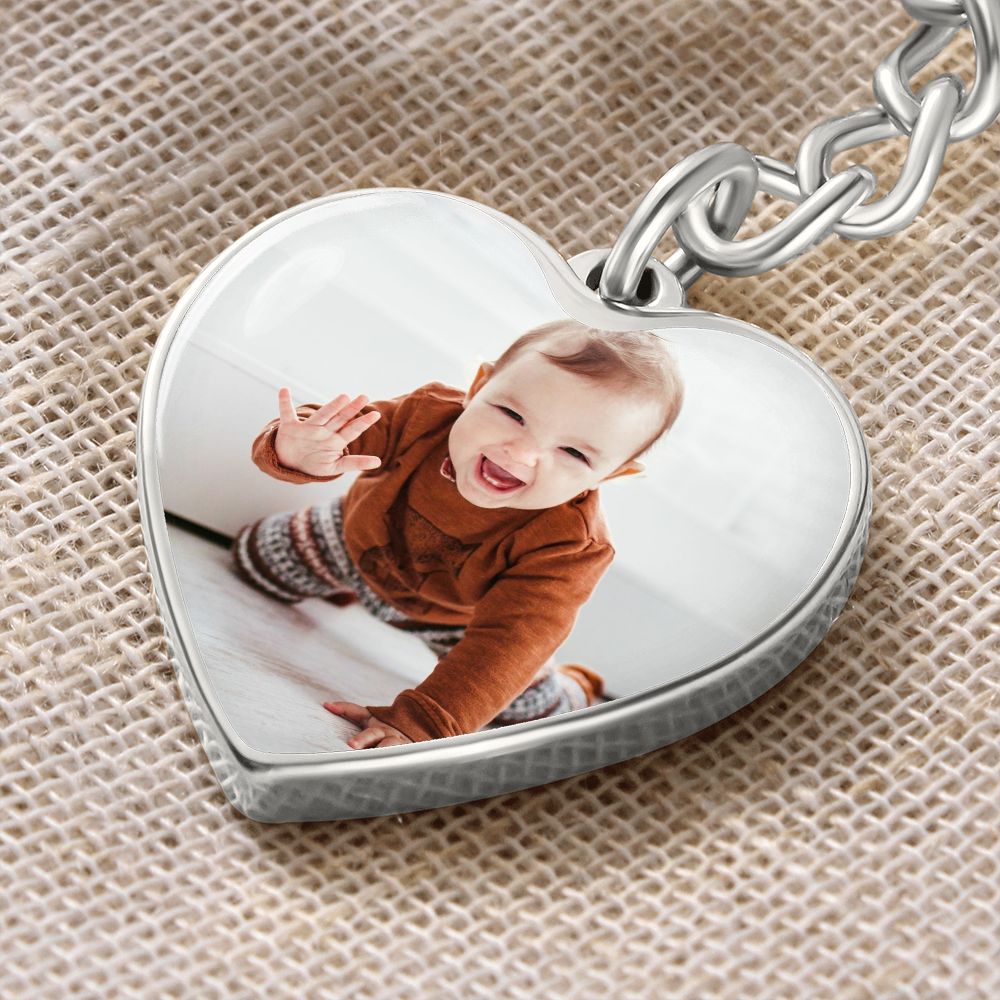 Custom Photo Engravable Heart Keychain