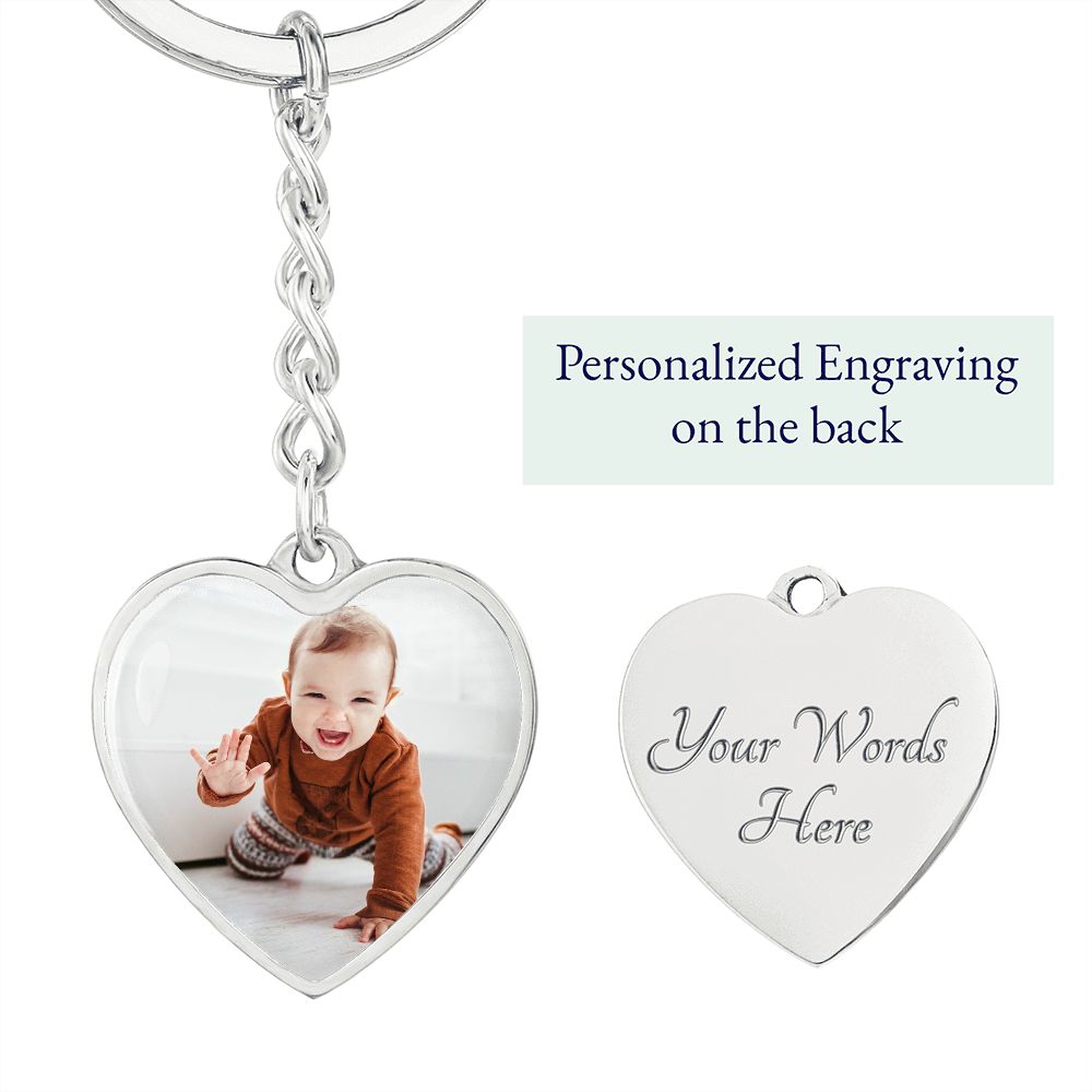 Custom Photo Engravable Heart Keychain