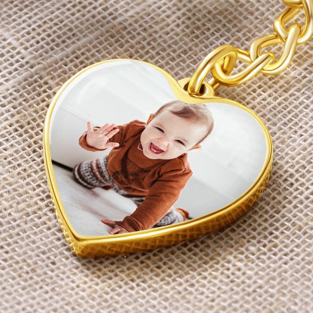 Custom Photo Engravable Heart Keychain