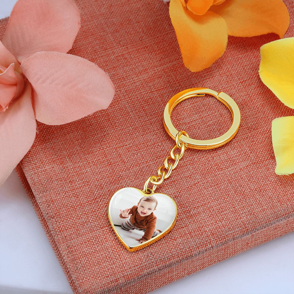 Custom Photo Engravable Heart Keychain