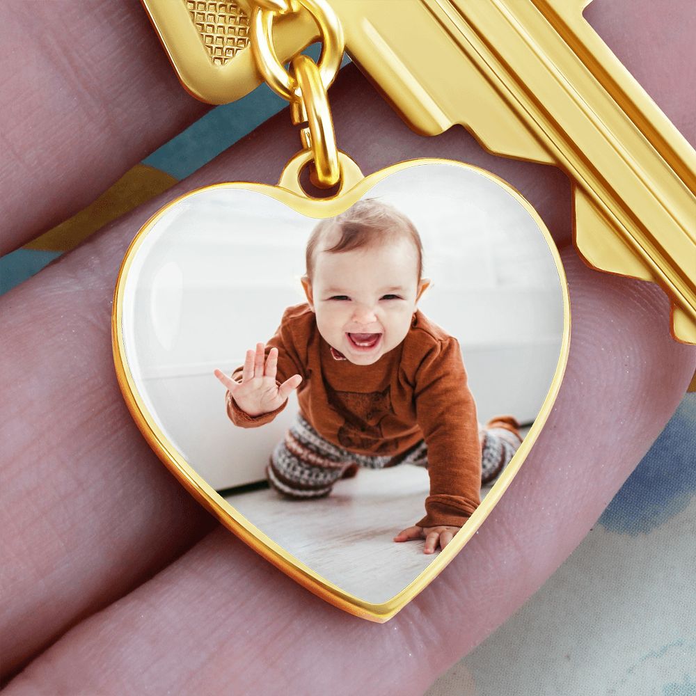 Custom Photo Engravable Heart Keychain